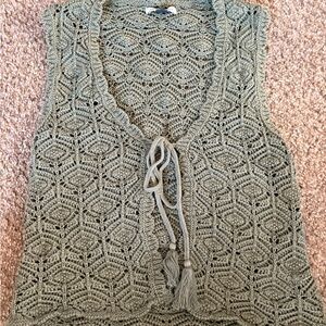 American Eagle Outfitters Tan Crochet Vest